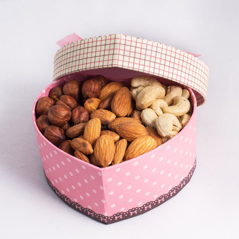 Nuts in a gift box stock image. Image of snack, cashew 75056661