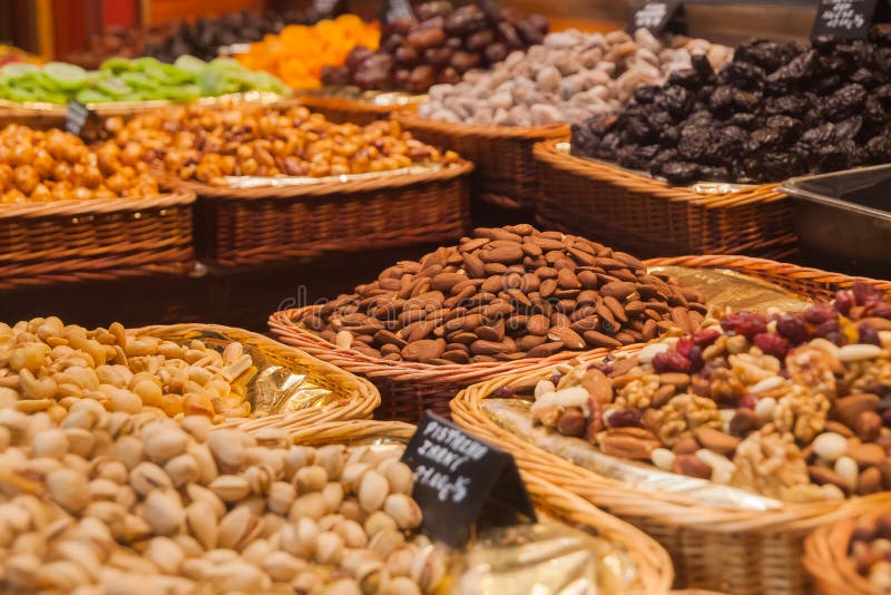 Nuts in local food market stock photo. Image of food 37253202