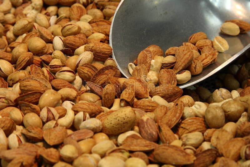 Nuts On The Market In Amman Downtown, Jordan. Choice Of Arabic Spices