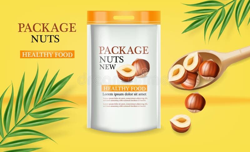Download Nuts Package Vector Realistic Mock Up. Label Design. Product Placement. 3d Illustrations Stock ...