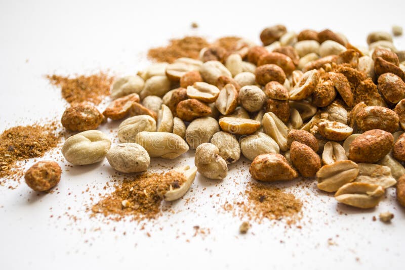 Nuts and Spices. Nuts with Paprika Isolated Stock Photo Image of
