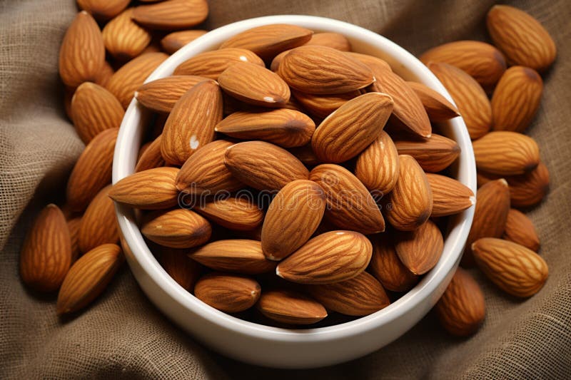 Nutty grace almonds arranged on eco canvas napkin, nature inspired aesthetics royalty free illustration