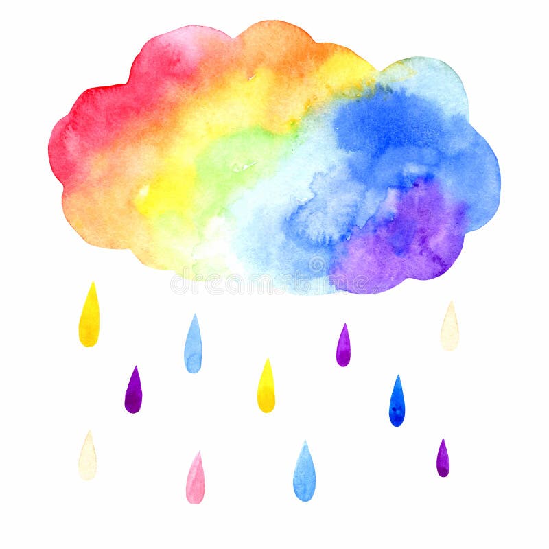 Nuvem De Chuva Com Gotas De Chuva Em Cores Arco-íris Ilustração do Vetor -  Ilustração de corte, céu: 259763014