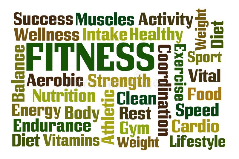 Fitness word cloud on white background. Fitness word cloud on white background