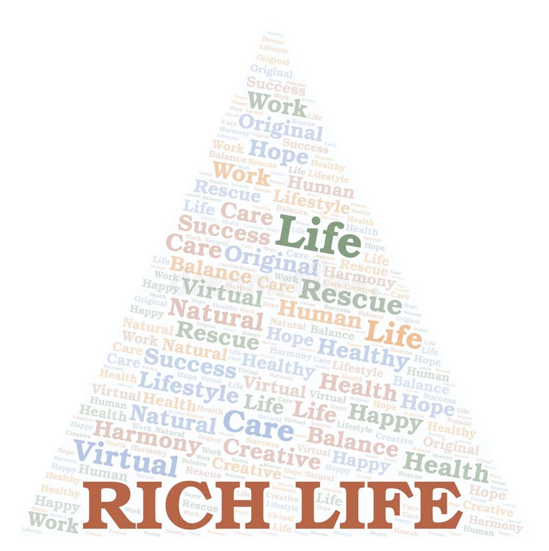 Nuvem da palavra de Rich Life ilustração stock Nuvem da palavra de Rich Life ilustração stock