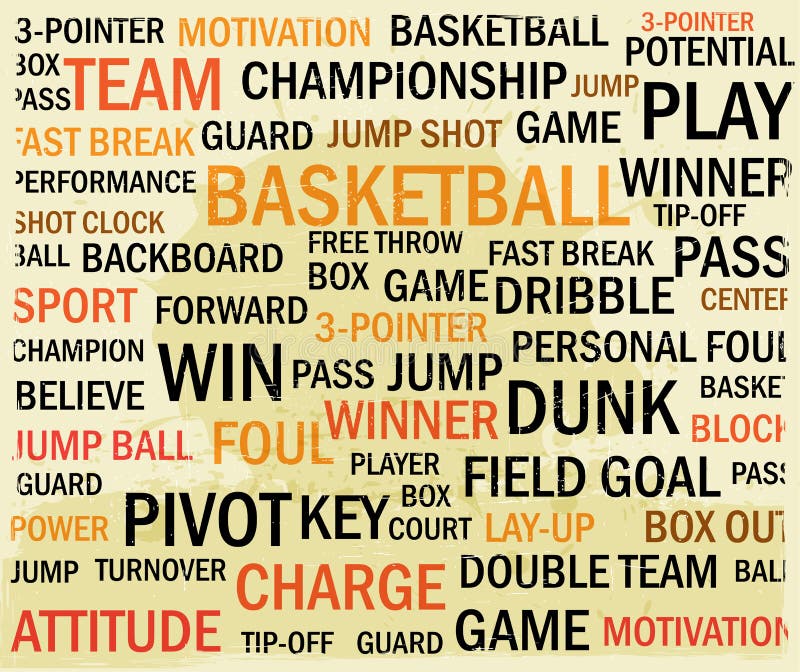 Nuvem da palavra do basquetebol do Grunge ilustração stock Nuvem da palavra do basquetebol do Grunge ilustração stock