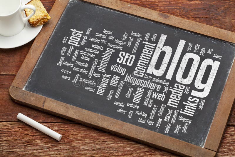 Nuvem da palavra do blogue no quadro-negro Nuvem da palavra do blogue no quadro-negro