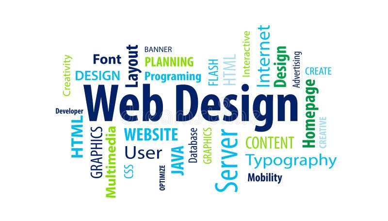 Nuvem da palavra do design web ilustração royalty free