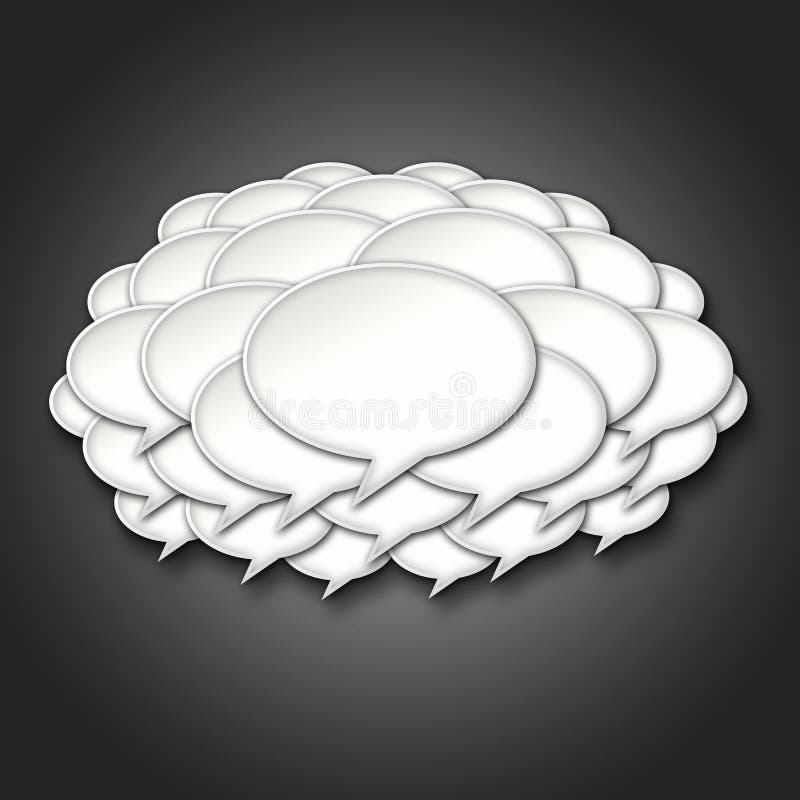 nuvem de tempestade das bolhas do bate-papo 3d no fundo preto ilustração stock nuvem de tempestade das bolhas do bate-papo 3d no fundo preto ilustração stock