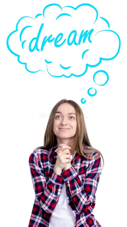 Mulher sonho nuvem fotografia de stock