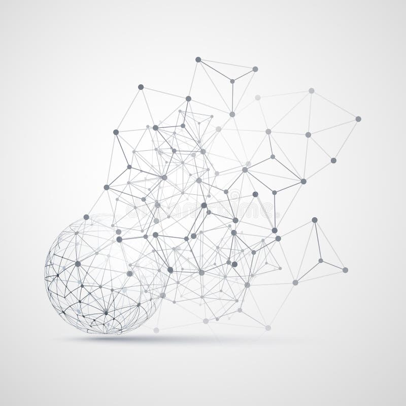 Nuvem mínima preto e branco que computa, estrutura de redes, projeto de conceito das telecomunicações, globo moderno do estilo ilustração do vetor Nuvem mínima preto e branco que computa, estrutura de redes, projeto de conceito das telecomunicações, globo moderno do estilo ilustração do vetor