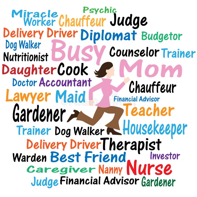 An image of a Busy Mom Word Cloud. An image of a Busy Mom Word Cloud.