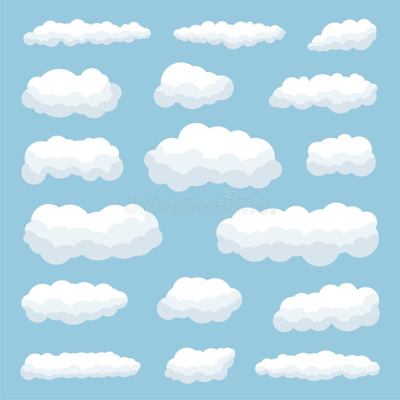 Coleção Simples Da Nuvem Com Sombra Jogo De Nuvens Diferentes Ícones E  Grupo Da Nuvem Do Logotipo Ilustração do Vetor - Ilustração de nuvens,  azul: 69461956