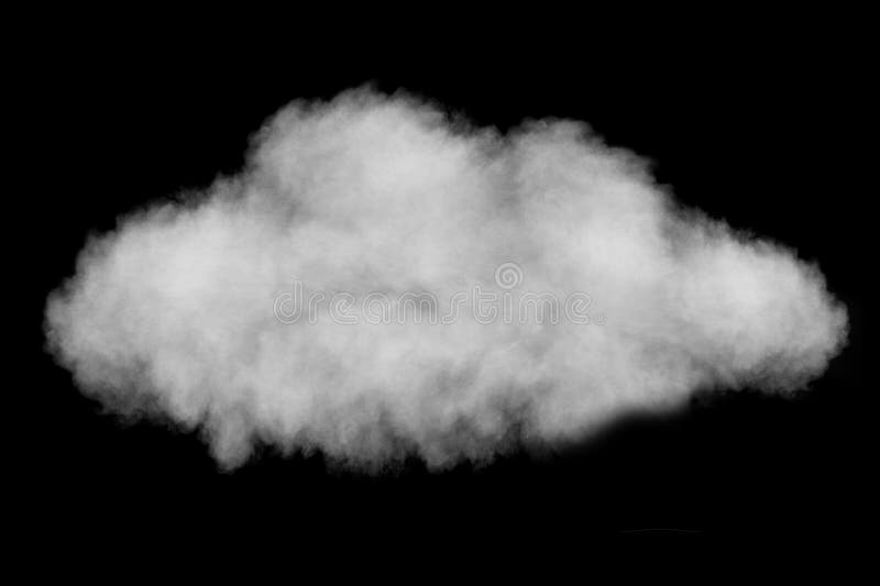 Nuvola gonfia bianca isolata sul nero