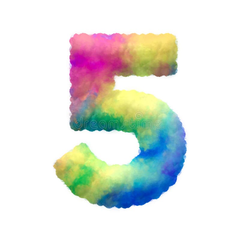 Nuvole colorate di fluido numero 5 isolate su fondo trasparente illustrazione vettoriale