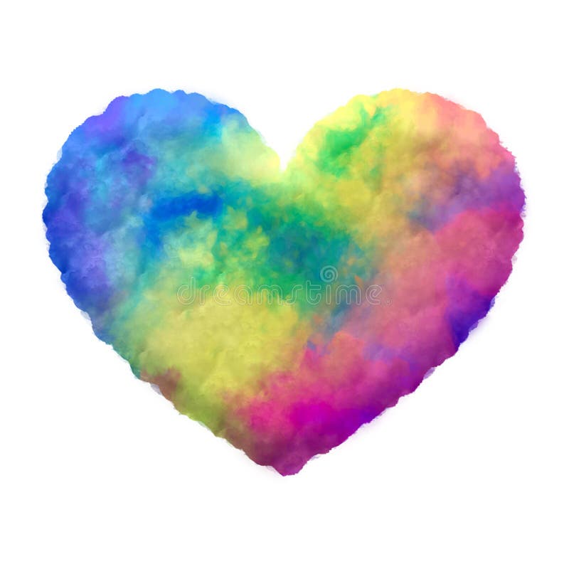 Nuvole colorate e fluide forma d'amore cuore isolata su fondo trasparente illustrazione vettoriale