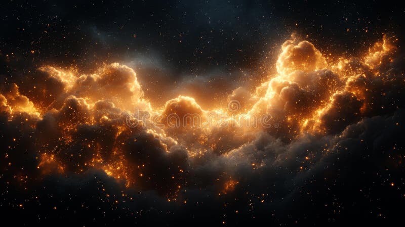 Nuvole cosmiche d'oro con sparkles royalty illustrazione gratis