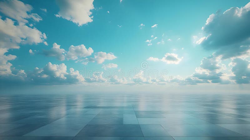 Nuvole e cielo azzurro sopra lo sfondo di una piastrella illustrazione vettoriale