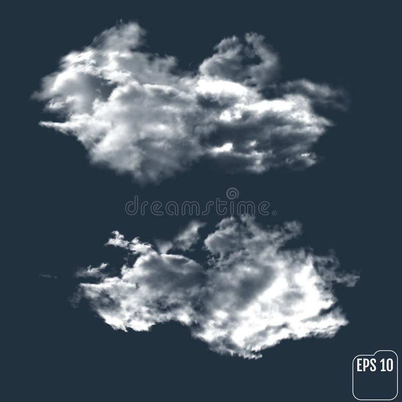 Nuvole realistiche contro lo sfondo del cielo notturno Vettore illustrazione vettoriale Nuvole realistiche contro lo sfondo del cielo notturno Vettore illustrazione vettoriale