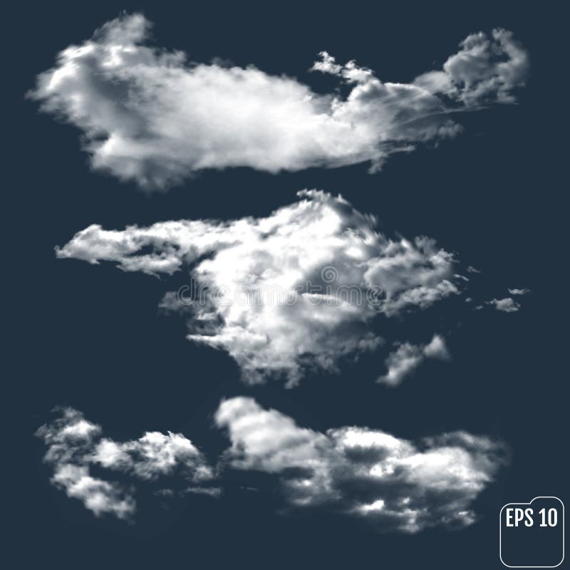 Nuvole realistiche contro lo sfondo del cielo notturno Vettore illustrazione vettoriale Nuvole realistiche contro lo sfondo del cielo notturno Vettore illustrazione vettoriale