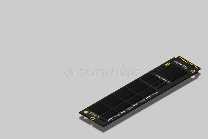 NVME Express M. 2 memory realistic 3d isometric illustration, random access memory vector illustration