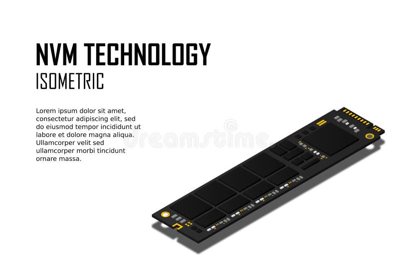 NVME Express M. 2 memory realistic 3d isometric illustration, random access memory vector illustration
