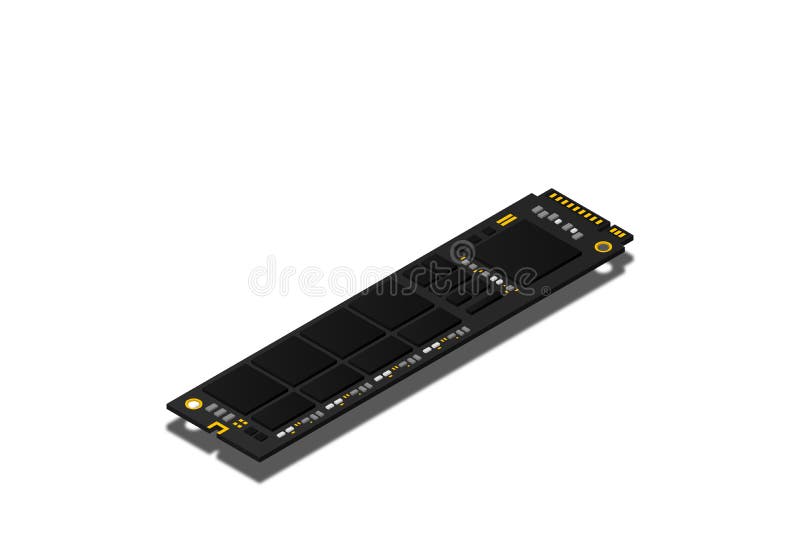 NVME Express M. 2 memory realistic 3d isometric illustration, random access memory royalty free illustration
