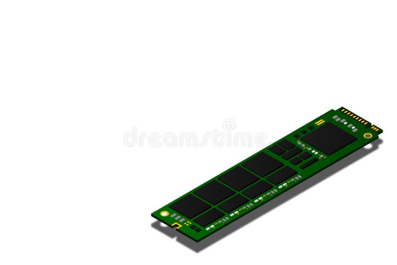 NVME Express M. 2 memory realistic 3d isometric illustration, random access memory vector illustration