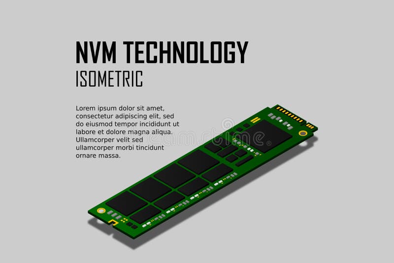 NVME Express M. 2 memory realistic 3d isometric illustration, random access memory vector illustration