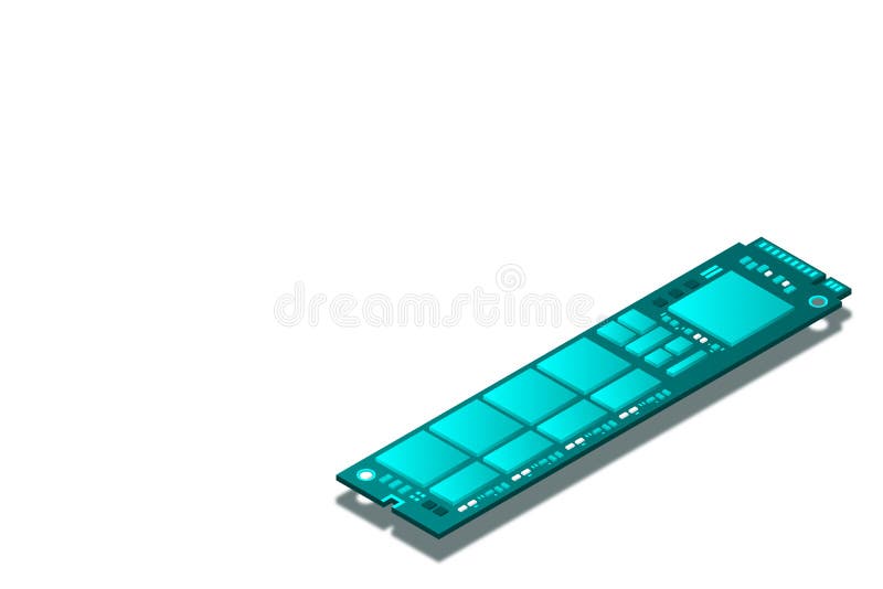NVME Express M. 2 memory realistic 3d isometric illustration, random access memory vector illustration