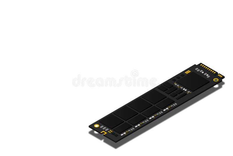 NVME Express M. 2 memory realistic 3d isometric illustration, random access memory stock illustration