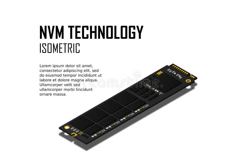 NVME Express M. 2 memory realistic 3d isometric illustration, random access memory stock illustration