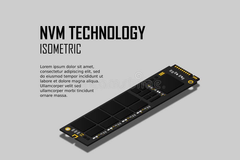 NVME Express M. 2 memory realistic 3d isometric illustration, random access memory vector illustration