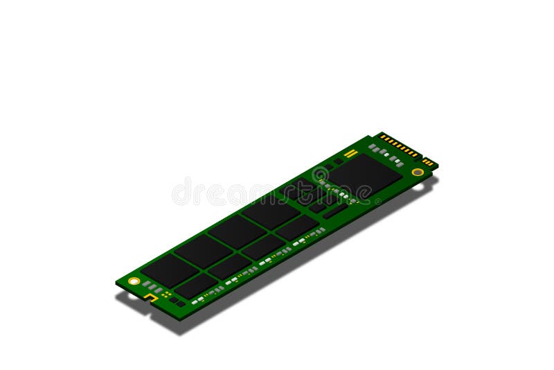 NVME Express M. 2 memory realistic 3d isometric illustration, random access memory royalty free illustration