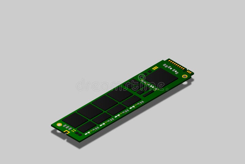 NVME Express M. 2 memory realistic 3d isometric illustration, random access memory vector illustration