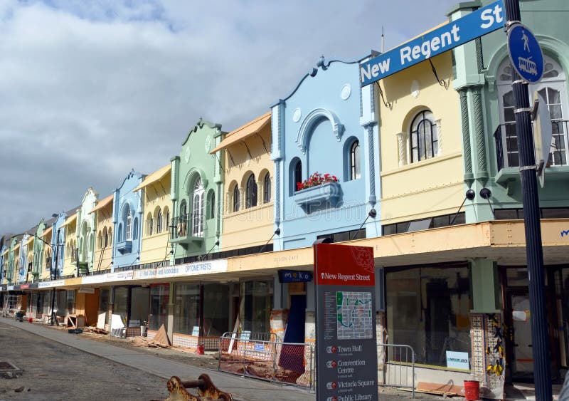 Ny härska gatarenovering i Christchurch som är nyazeeländsk arkivfoto