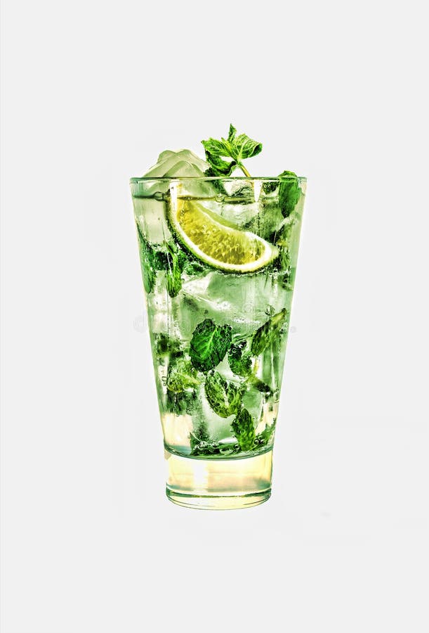 Ny mojitococtail som isoleras på vit bakgrund arkivbilder Ny mojitococtail som isoleras på vit bakgrund arkivbilder