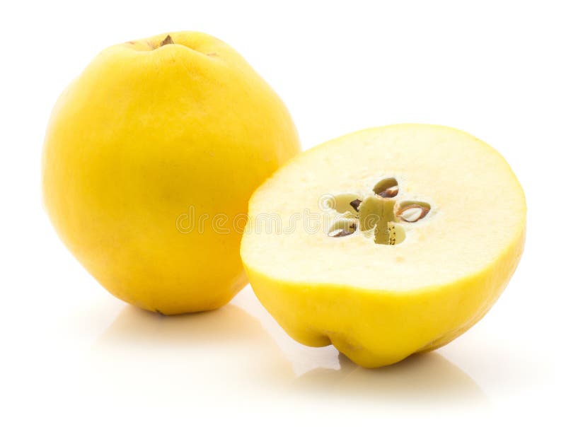 Färska råa quincefrukter på vitt royaltyfria bilder