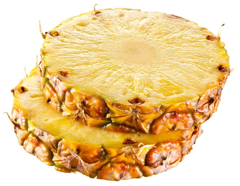 Ny skivad ananas. Cirklar på vit bakgrund royaltyfria bilder Ny skivad ananas. Cirklar på vit bakgrund royaltyfria bilder