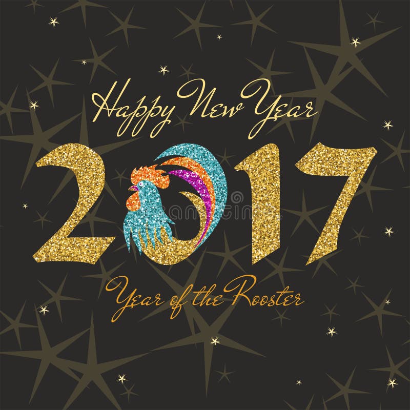 Ny 2017 - år av tuppen stock illustrationer Ny 2017 - år av tuppen stock illustrationer