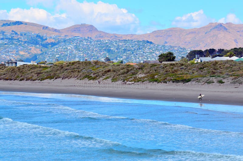 Nya Briton Beach Christchurch - Nya Zeeland royaltyfri fotografi