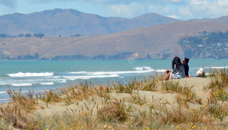 Nya Briton Beach Christchurch - Nya Zeeland royaltyfri bild