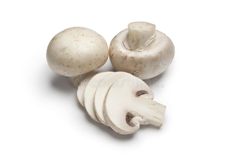 Fresh button mushrooms, champignons, on white background. Fresh button mushrooms, champignons, on white background