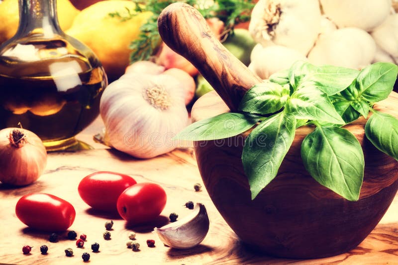 Fresh ingredients for healthy cooking. Italian cuisine concept. Fresh ingredients for healthy cooking. Italian cuisine concept