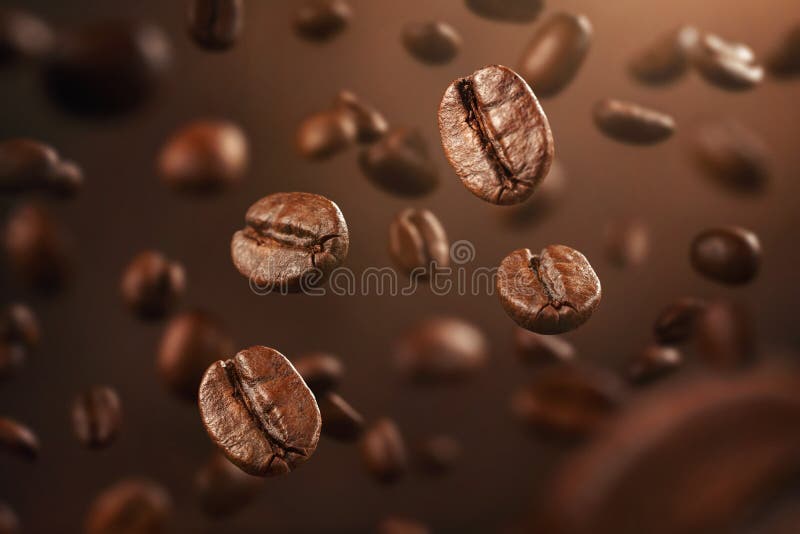 Nya kaffebönor som ner faller med kopieringsutrymme royaltyfri bild