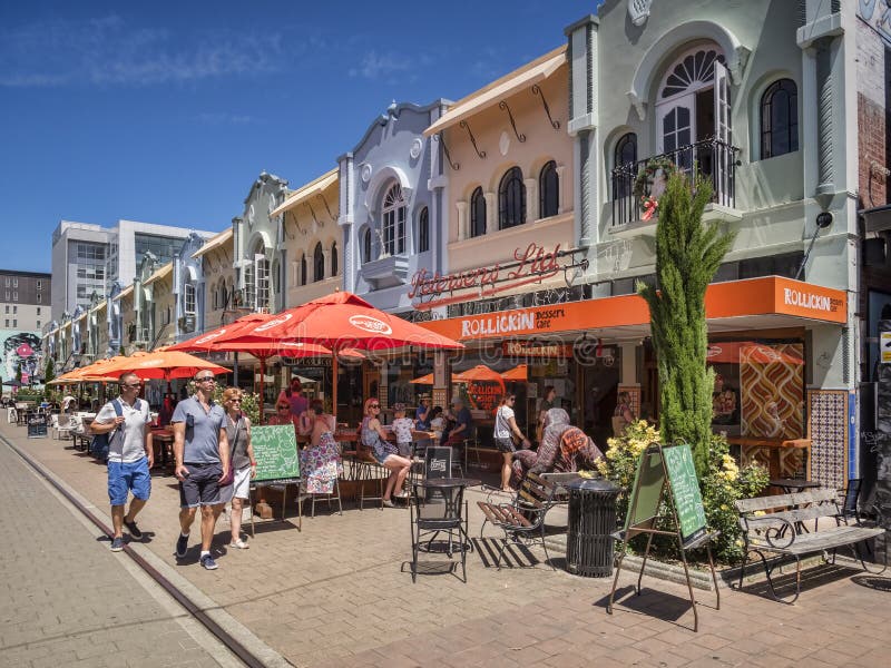Nya Regent Street, Christchurch, Nya Zeeland royaltyfria foton