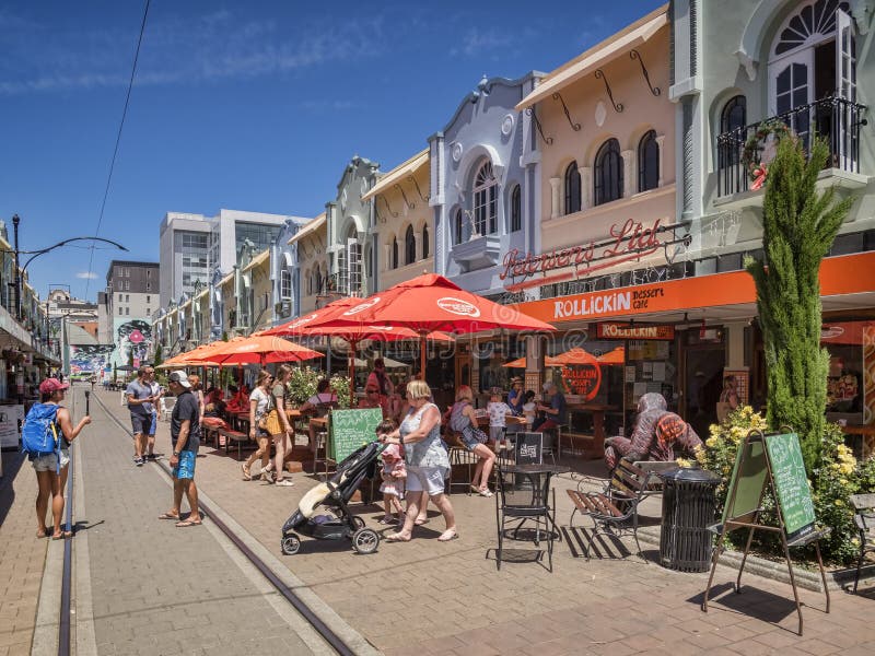 Nya Regent Street, Christchurch, Nya Zeeland royaltyfri fotografi