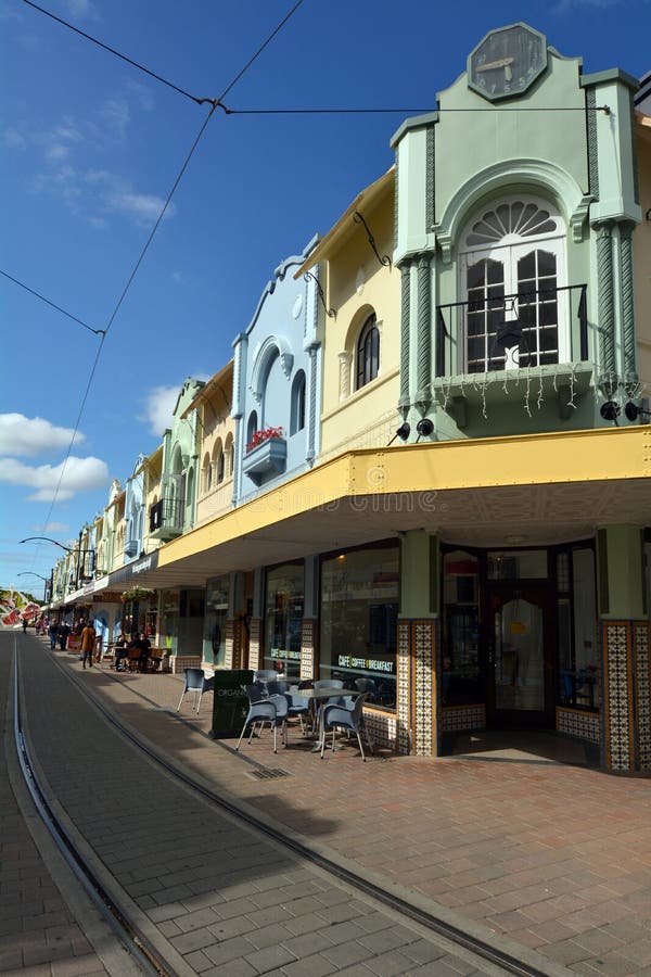Nya Regent Street i Christchurch - Nya Zeeland royaltyfria foton