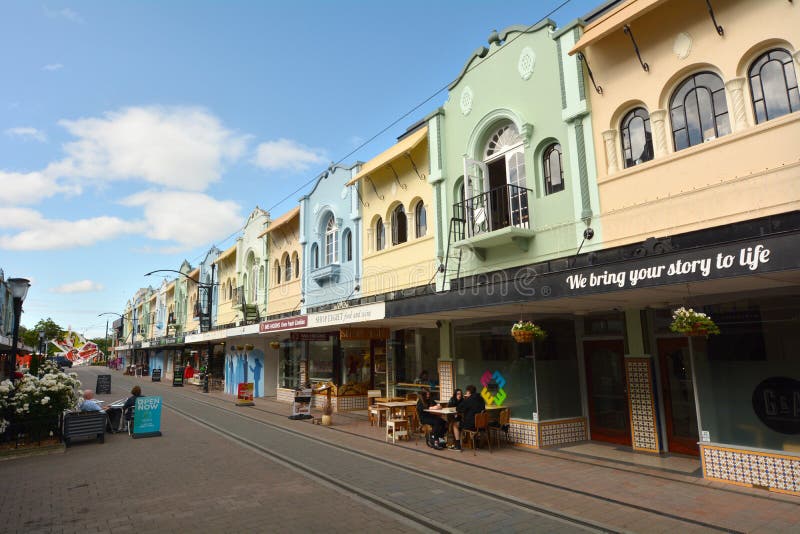 Nya Regent Street i Christchurch - Nya Zeeland royaltyfri bild