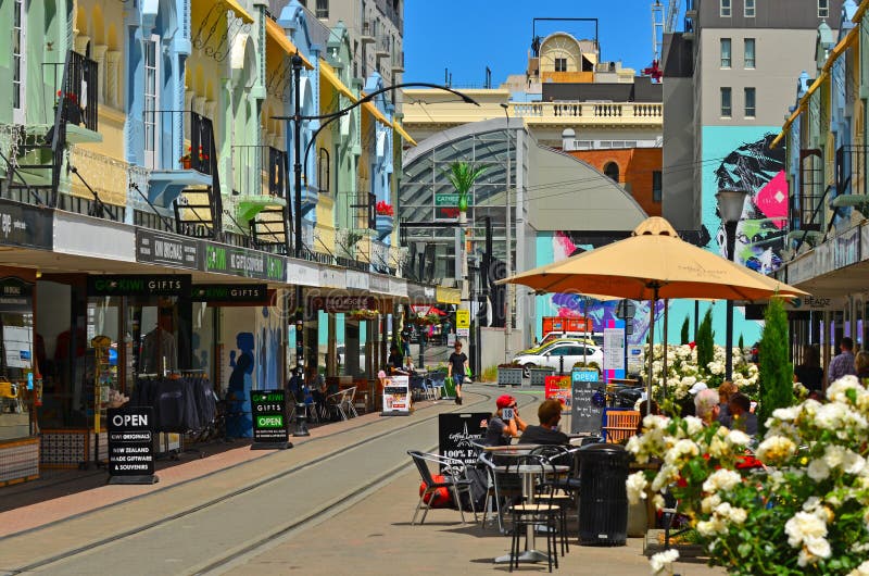 Nya Regent Street i Christchurch - Nya Zeeland royaltyfri bild